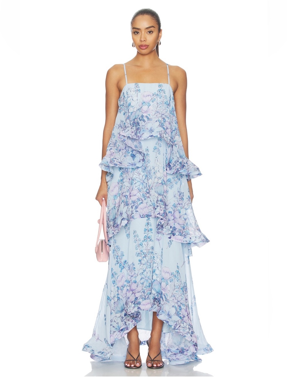 ELLIATT Armani Tiered Maxi Dress in Baby Blue Floral